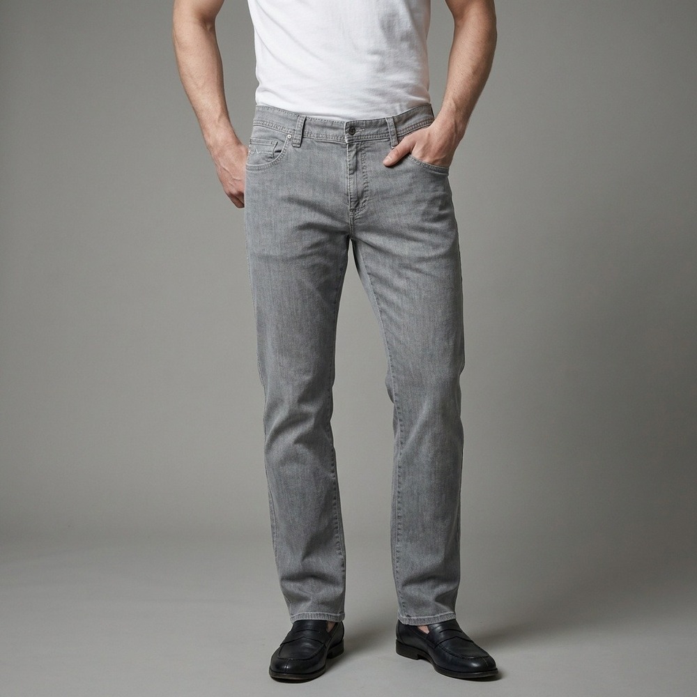 ALBERTO Mens Modern Fit Light Grey‎ Denim Jeans Casual Relaxed 34X34